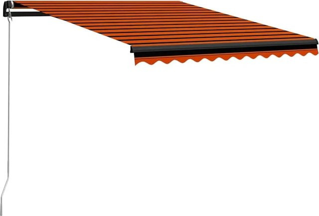 vidaXL Markise manuell einziehbar mit LED in Orange und Braun, B: 350 cm, H: 250 cm - Bild 1