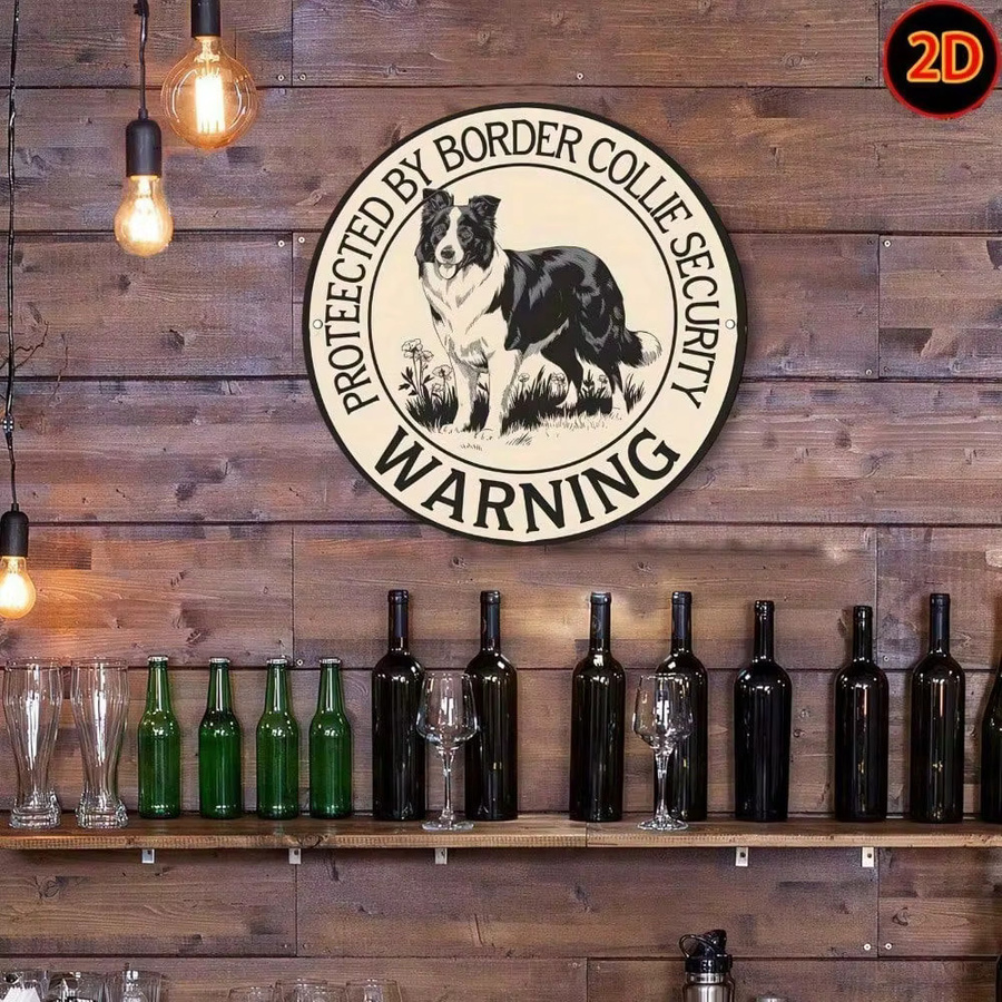 BMRD Vintage Metall-Wandkunst Border Collie Hund Retro Aluminium-Schild, rund, mehrfarbig, Durchmesser: 20 cm - Bild 5
