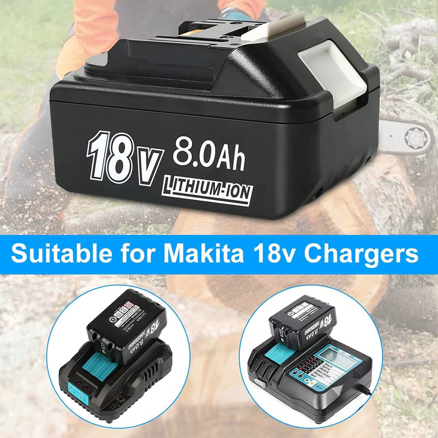 Makita Ersatzakku 18V 8000mAh in Schwarz mit 6A Ladegerät für BL1830 BL1860 BL1850 BL1840B Werkzeuge - Bild 3