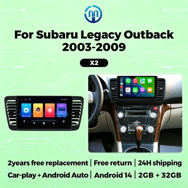 STRONGNAVI 9-Zoll Autoradio für Subaru Outback 3 Legacy 4 2003-2009 mit kabellosem CarPlay, Android Auto, GPS und Bluetooth in Schwarz - Bild 1