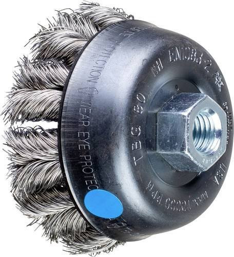 PFERD COMBITWIST Topfbürste gezopft für Winkelschleifer mit M14 Gewinde, Durchmesser: 80 mm, Edelstahl-Draht-Ø: 0,35 mm, Farbe: Grau - Bild 1