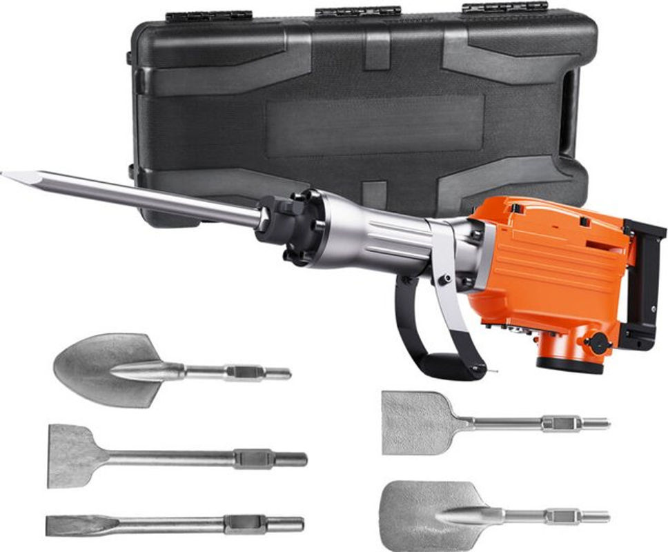 VEVOR Elektro-Betonbrecher Abbruchhammer mit 2200 W Leistung, orangefarbener Stemmhammer mit 1400 BPM und 6 Meißel-Aufsätzen - Bild 2