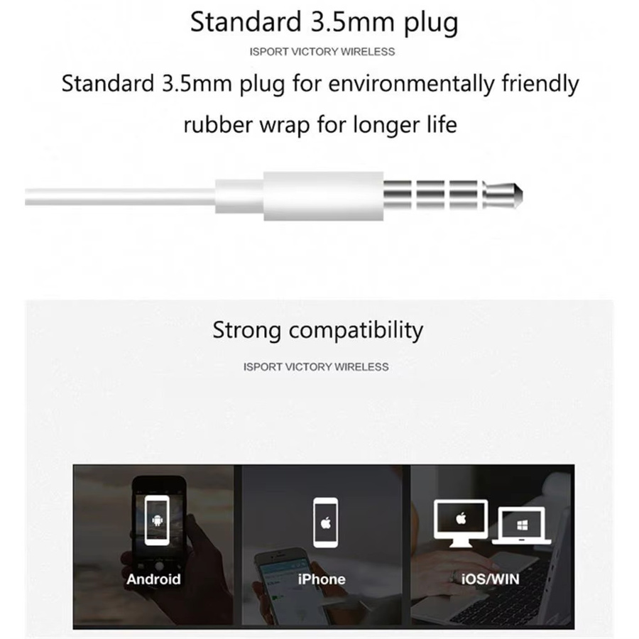KAFNHCKA In-Ear Headset mit Mikrofon, 3,5mm Klinke, HIFI Stereo Musik und Bass für Gaming und Sport, Schwarz - Bild 2