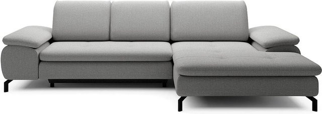 Vente-unique Schlafsofa Archibald in Grau mit Schlaffunktion und L-Form aus Strukturstoff - Bild 1