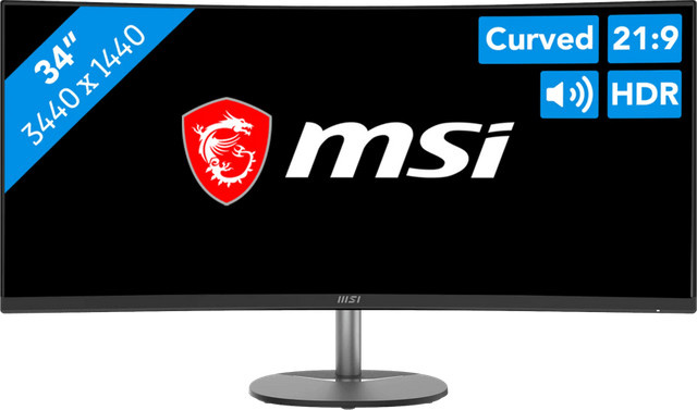 MSI PRO MP341CQDE Curved Monitor in Schwarz mit 34 Zoll und QHD 1440p Auflösung - Bild 1