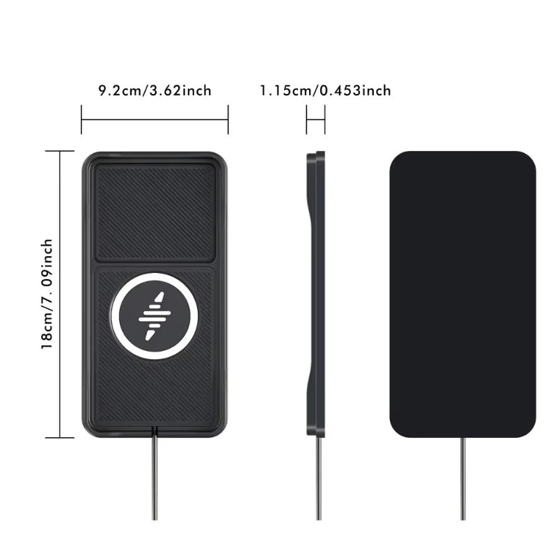 VIKEFON Drahtloses Auto-Ladegerät mit USB-A und USB-C Kabel, Schnelle Ladestation in Schwarz für iPhone, Samsung, Xiaomi und AirPods Pro 2 - Bild 5
