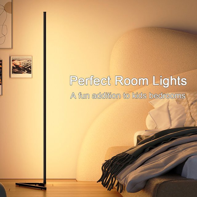 Lumtang RGB-LED-Stehleuchte in Schwarz, moderne Eck-Bodenlampe mit dimmbarer Stimmungsbeleuchtung, Höhe: 140 cm - Bild 1