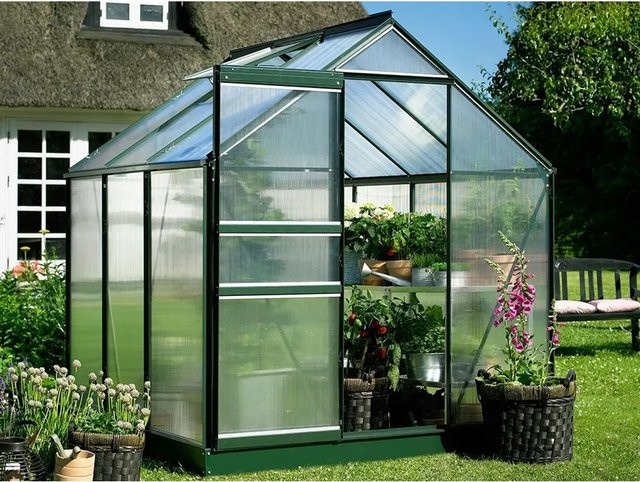 Halls Gewächshaus Popular in Grün mit 3,8 m² Anbaufläche und Polycarbonat-Stegdoppelplatten - Bild 1