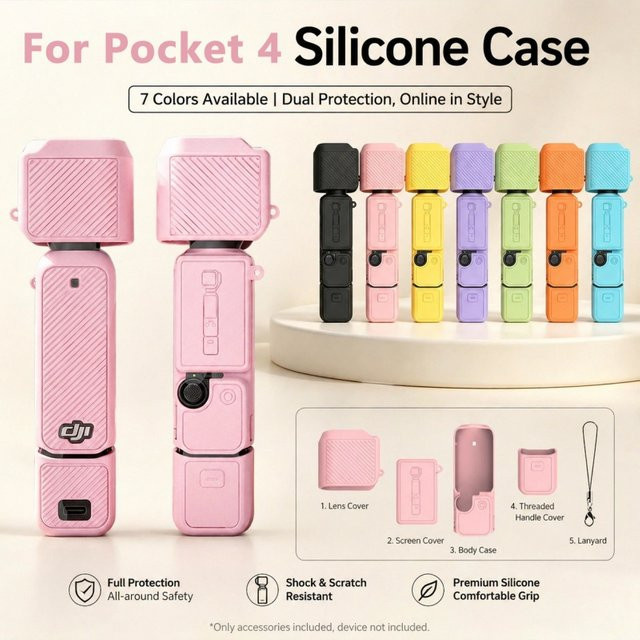 Silikon-Schutzhüllen-Set für DJI Pocket 3 und DJI Pocket 4, kratzfeste und stoßfeste Kamera-Gehäuse-Schutzhüllen für dein Zubehör - Bild 1