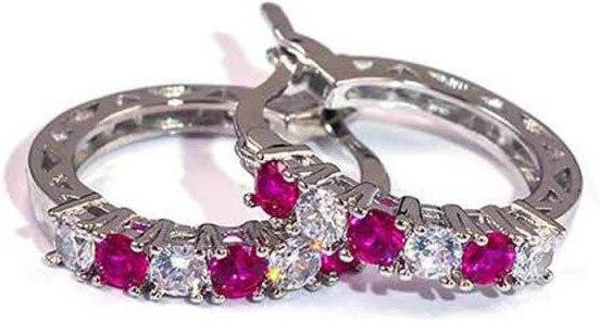 POMOiii Ohrringe, 925 Silber, Rubin, Damen, rose rot - Bild 1