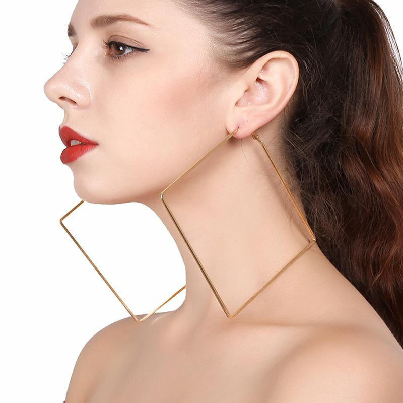 Wucifang Jewelry Creolen, Bicolor, Quadratisch, Damen, Punk - Bild 3