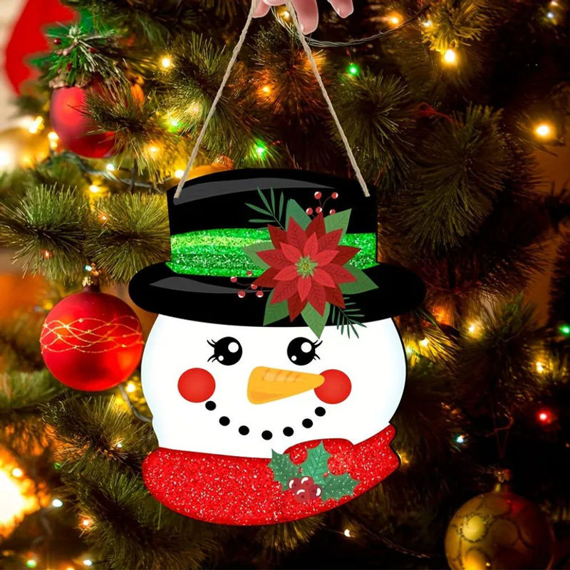 SZ-Damai Weihnachts-Schneemann aus Holz als hängende Dekoration für Fenster und Türen, mehrfarbig - Bild 2