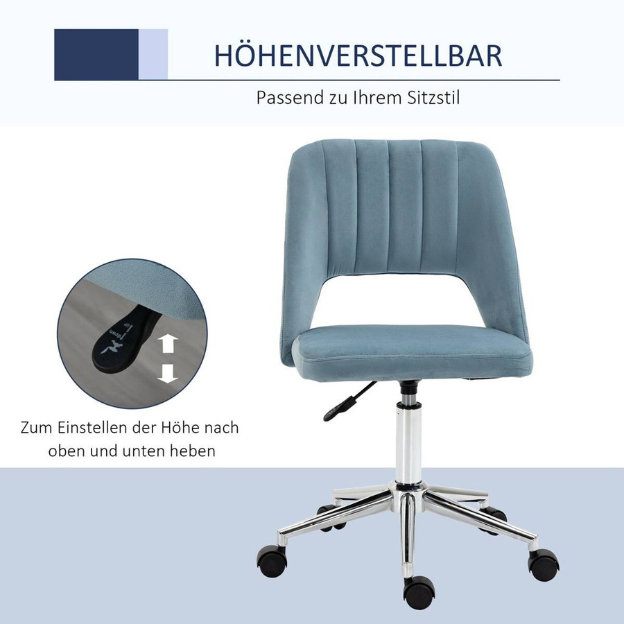 Vinsetto Bürostuhl Blau, 360° Drehbar, Stoff, B/T/H: 49 x 60 x 79-91 cm - Bild 3