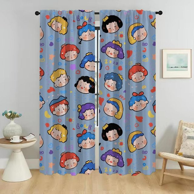 Baby Verdunkelungsvorhang mit Tier-Motiv in Blau, 2er-Set für Schlafzimmer und Kinderzimmer, B: 50 cm, H: 70 cm - Bild 1