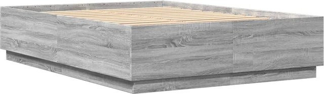 vidaXL Bettgestell modern in Grau Sonoma mit LED-Unterbettbeleuchtung und USB-Ladeport aus Holzwerkstoff, B/T/H: 153 x 203 x 40 cm - Bild 1
