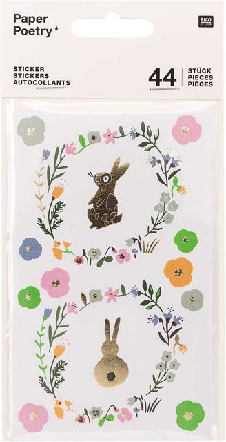 Rico Design Paper Poetry Sticker Bunny Hop Hasen Motiv Set mit 44 Stück - Bild 1
