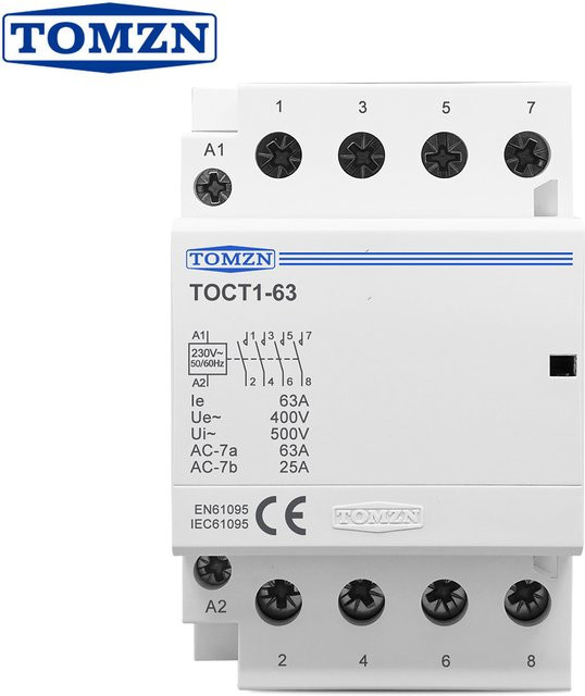 TOMZN Modulares Schütz TOCT1-63 63A 4P für Din-Schiene in Weiß - Bild 1