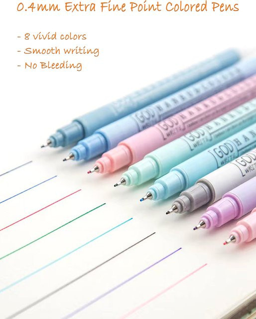 ARTZONE Fineliner Set mit 8 Farben, 0,4 mm extra feine Spitze, wasserbasierte Tinte für Journaling und Notizen, Multicolor - Bild 1