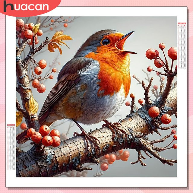 HUACAN Diamantmalerei Vogel Tier Mosaik DIY Strass-Bild in Multicolour, Durchmesser: 20 cm - Bild 1