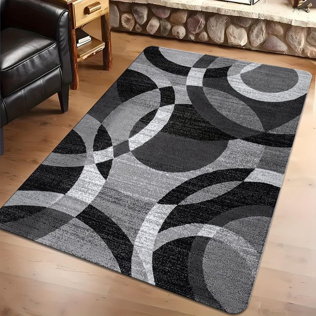 BC-Warm Home Teppich in Grau mit Streifenmuster, moderner Flanell-Teppich für Wohnzimmer, Schlafzimmer, Küche oder Badezimmer, B/T: 80 x 50 cm - Bild 1