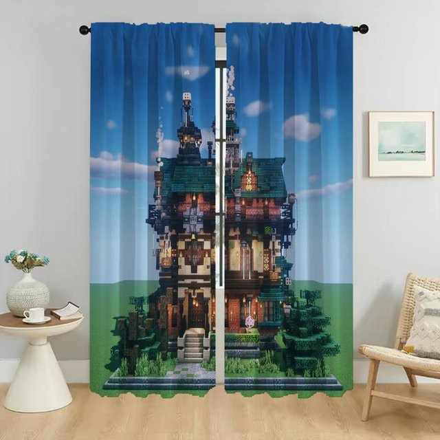 Minecraft Verdunkelungsvorhang für dein Zimmer, 2 Paneele, Blau, B: 132 cm, H: 160 cm - Bild 1