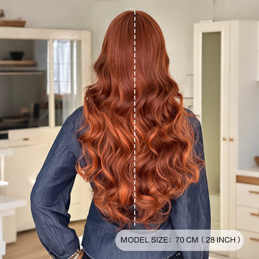 7JHH WIGS Perücke, Lange Wasserwellen, Orange, Damen - Bild 3