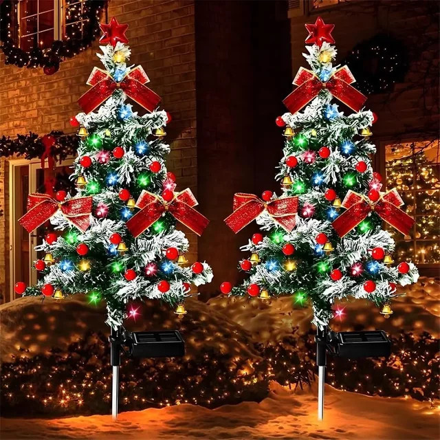 Solar-LED-Weihnachtsbaum-Hofpfahl für Garten und Veranda, mehrfarbig, IP65 wasserdicht - Bild 1