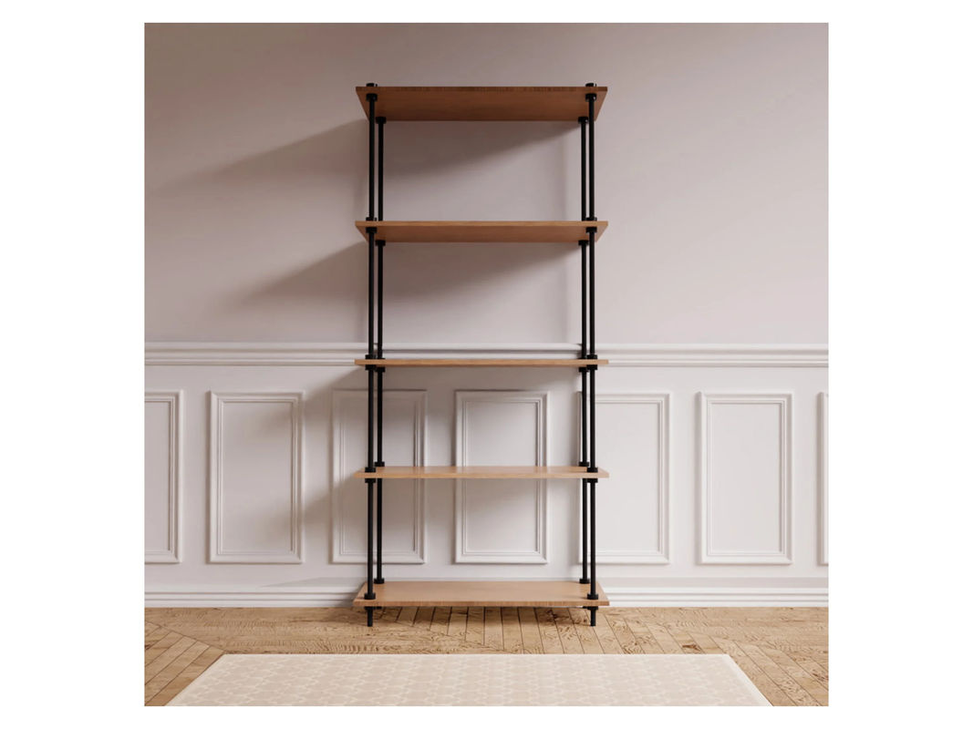 AR Shelving Wandregal DECO in Schwarz mit Eichen-Laminat, B/H/T: 85 x 185 x 35 cm - Bild 2