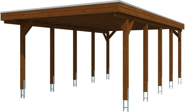 SKANHOLZ Carport Friesland aus Fichte mit EPDM-Dach in Nussbaum Braun, B: 402 cm, T: 708 cm - Bild 4