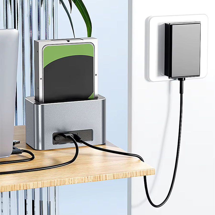 ALLOYSEED Festplatten-Dockingstation USB 3.0 zu SATA und SAS Adapter für 2,5 und 3,5 Zoll HDD SSD in Grau - Bild 4