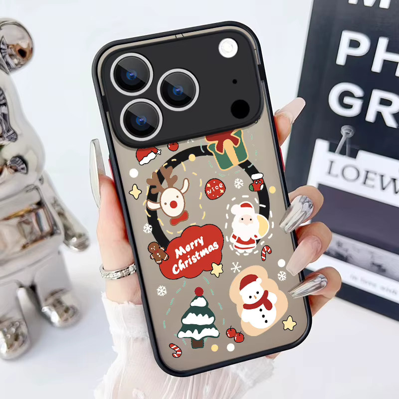 MOESOE Magnetische iPhone Hülle mit Weihnachtsbaummuster in Schwarz und Multicolour, Matte MagSafe Kompatible Schutzhülle für iPhone 17 16 15 14 13 12 Pro Max Plus 11 und 16e - Bild 3