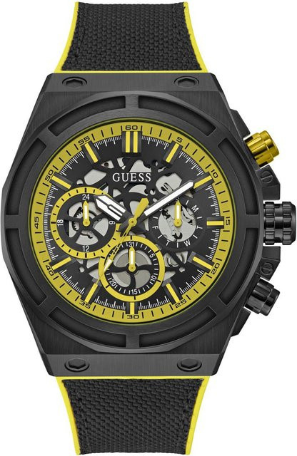 Guess Armbanduhr, Quarz, Edelstahl, 50 mm, Silikon, Schwarz, Herren - Bild 1