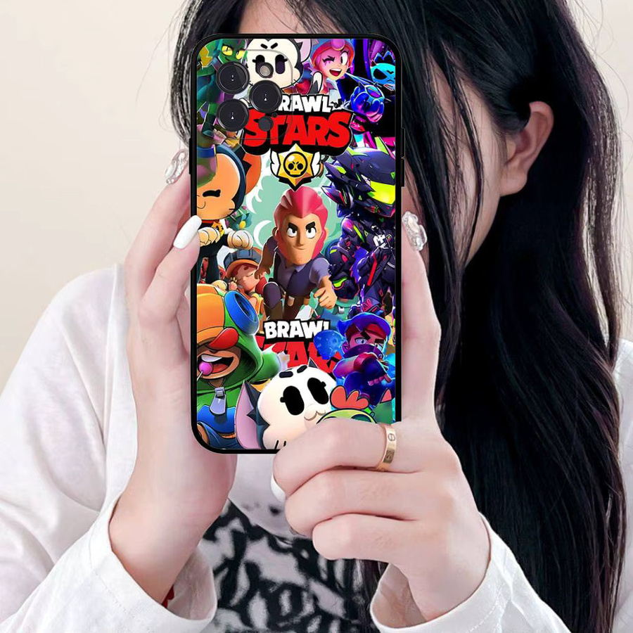 Moetch B-Brawl Games S-Stars Anime Handyhülle aus Silikon für iPhone 17 16 15 14 13 12 11 Pro Max Plus Mini in Schwarz und Multicolour - Bild 2