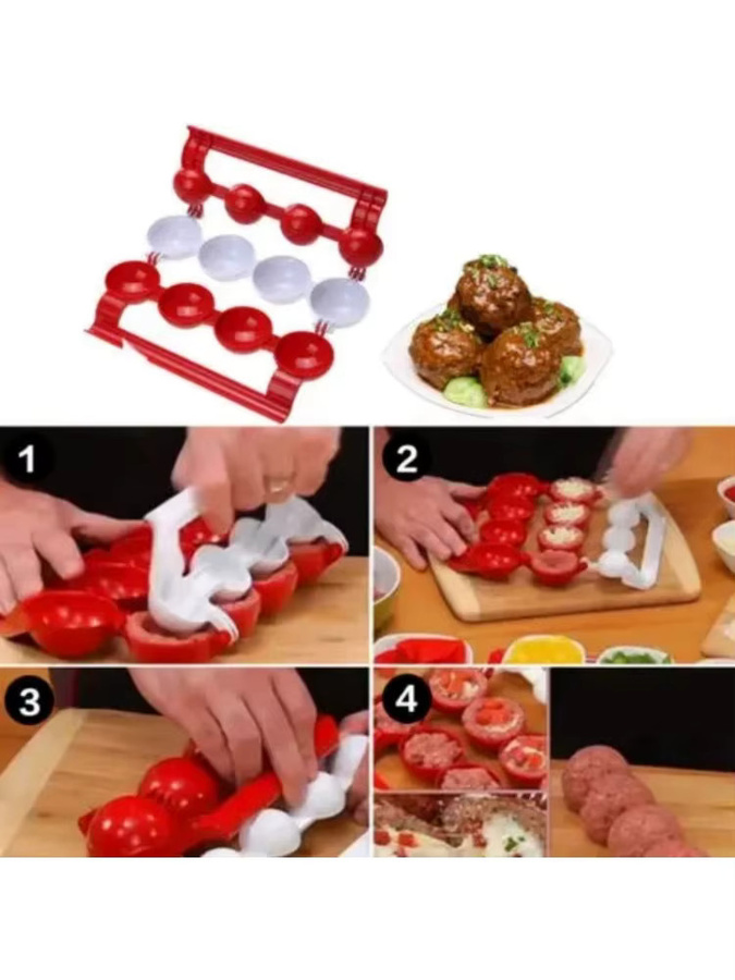 Newbie Fleischbällchen Maker für Fleisch und Fisch in Rot, runde Form aus Kunststoff, Durchmesser: 24,0 cm, Höhe: 27,0 cm - Bild 7