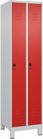 C+P Spind Classic PLUS Garderobenschrank mit 2 Abteilen, Farbe: Lichtgrau/Verkehrsrot, H x B x T: 195 x 50 x 50 cm - Bild 1