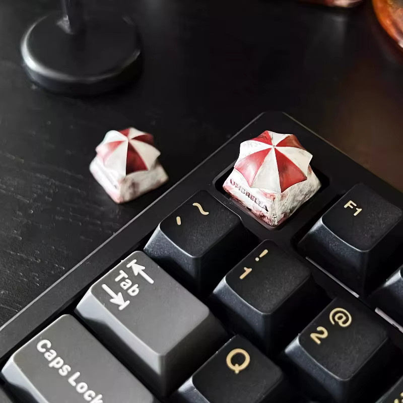 DIXSG Resident Evil Biohazard Handgefertigte 1U Regenschirm-Tastenkappe für mechanische Tastaturen in Rot - Bild 4