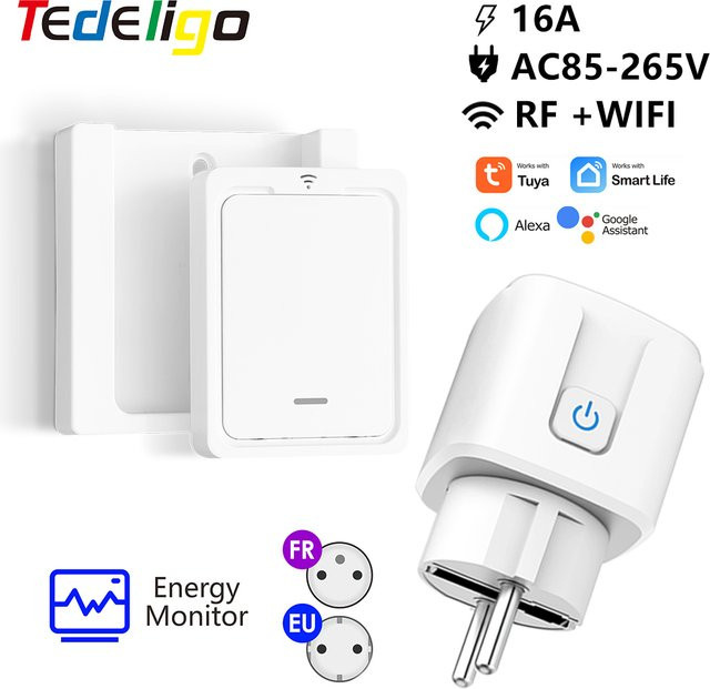 Tuya Smart Steckdose WiFi 16A mit Power Überwachung und Sprachsteuerung für Alexa und Google Assistant, Weiß - Bild 1
