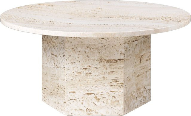 Gubi Epic Couchtisch aus Travertinstein in Beige und Weiß, rund - Bild 1