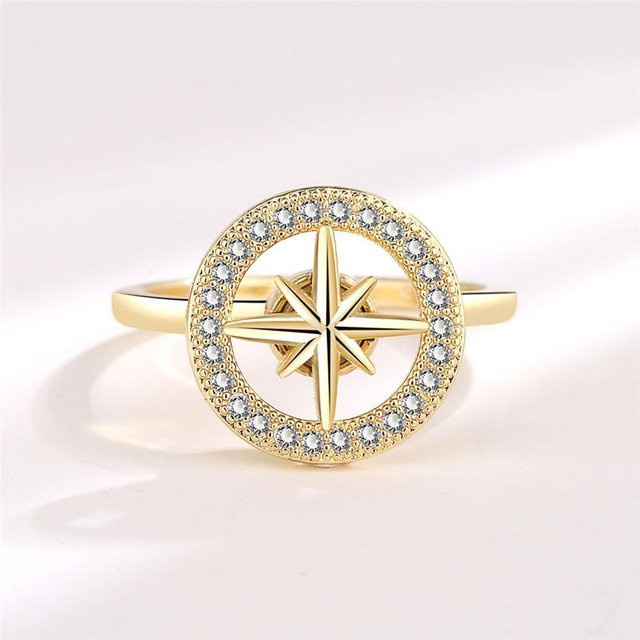 Entspannungsringe Damen, Kristall, Messing, Gold, beige - Bild 1