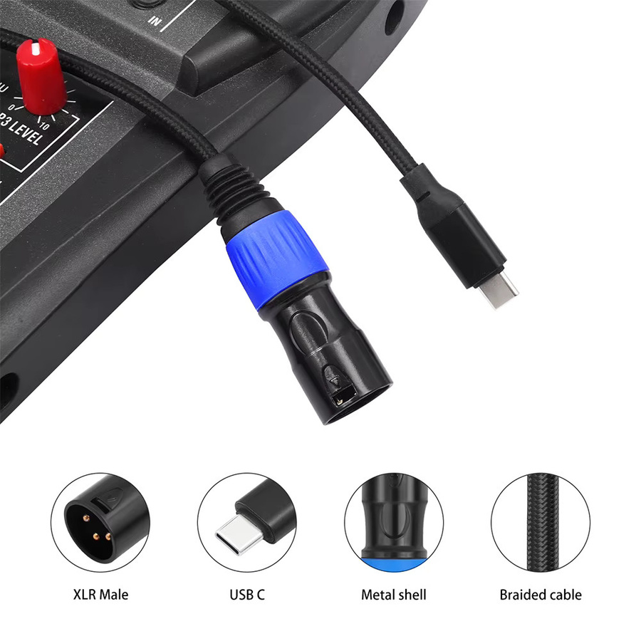 VODOOL USB-C auf XLR Audio-Kabel in Schwarz für Verstärker, Lautsprecher und Mischpulte - Bild 4