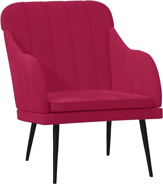 vidaXL Sessel in Weinrot mit Samtbezug und Armlehnen, B/T/H: 63 x 76 x 80 cm - Bild 1