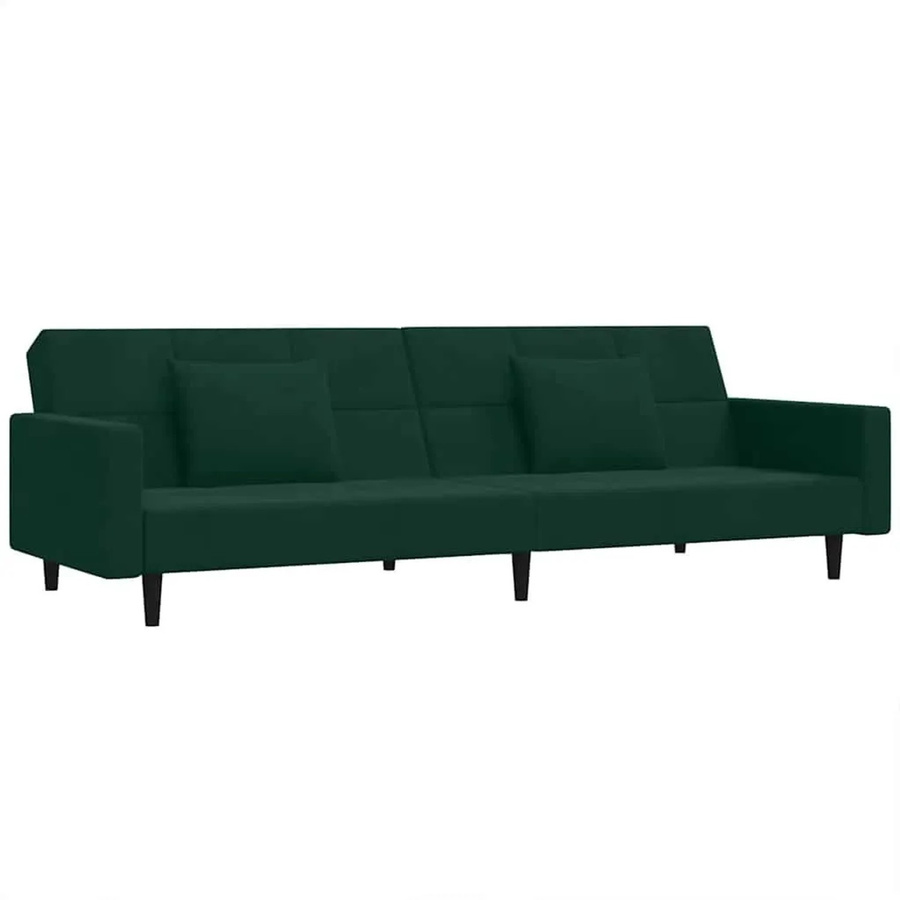 vidaXL Schlafsofa 2-Sitzer Click-Clack mit 2 Kissen aus Samt in Dunkelgrün - Bild 2