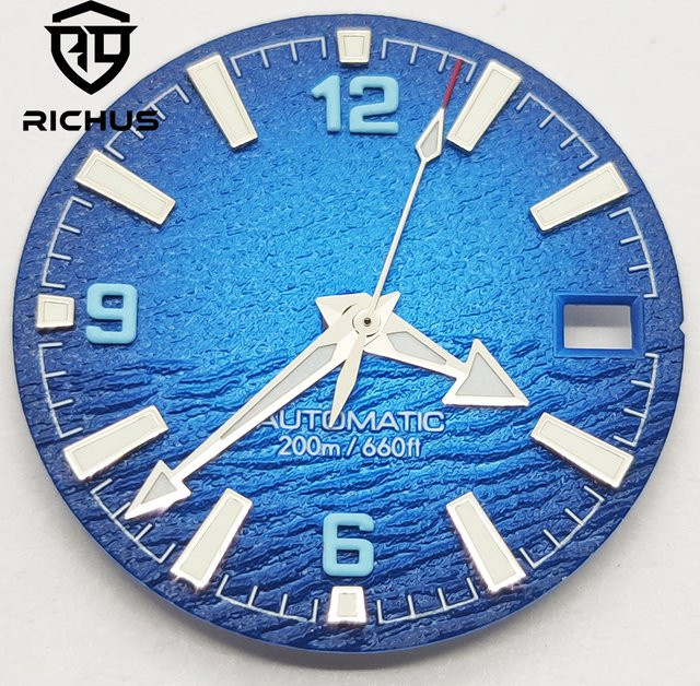 RICHUS Uhrenzubehör, blaues Zifferblatt, 28,5 mm, silber - Bild 1