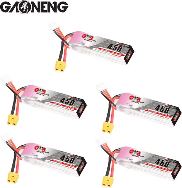GNB 2S 7,6V 450mAh 80C/160C HV Lipo-Akku mit XT30-Anschluss für Renndrohnen und FPV-Quadcopter - Bild 1