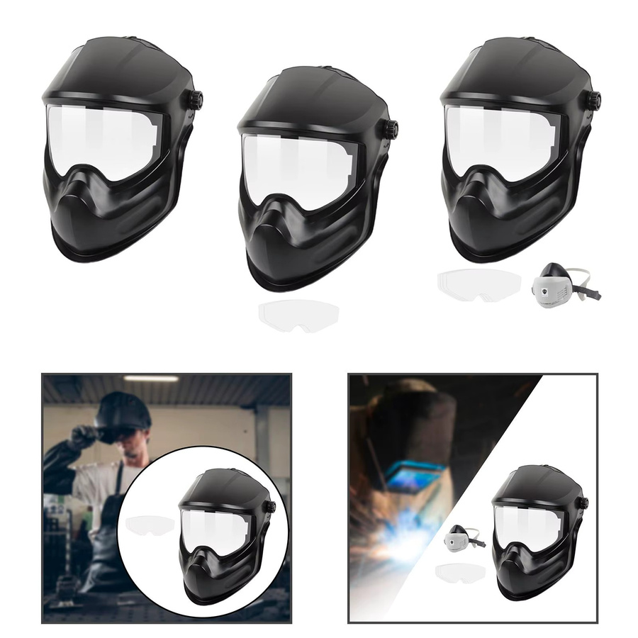 Schweißermaske mit verstellbarer Kappe als Schweißhelm für Lichtbogen- und Elektroschweißen in Schwarz - Bild 2