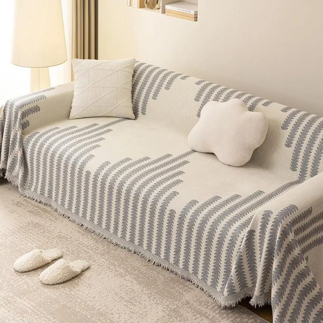 Universal Chenille Sofabezug von Yiran Furniture mit Quaste, rutschfest und kratzfest, B/T: 180 x 130 cm, Mehrfarbig - Bild 1