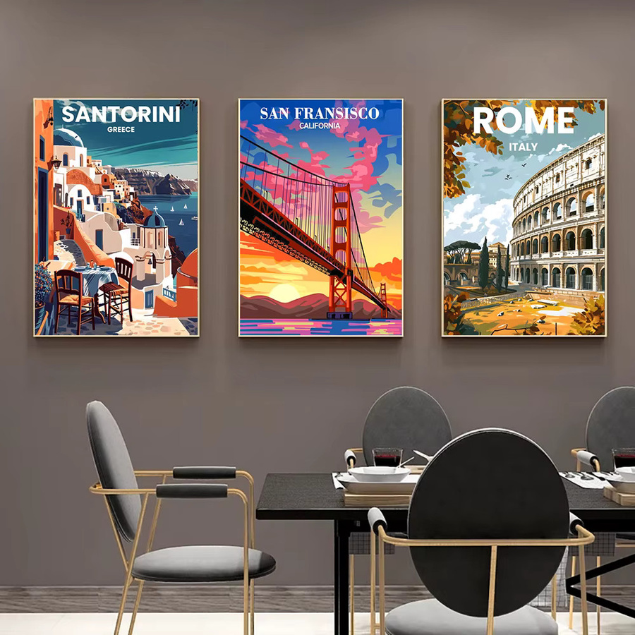QIZITENG Diamond Painting Set Städtische Architektur Motiv Santorini Madrid Rom in Mehrfarbig, B/H: 20 x 30 cm - Bild 2