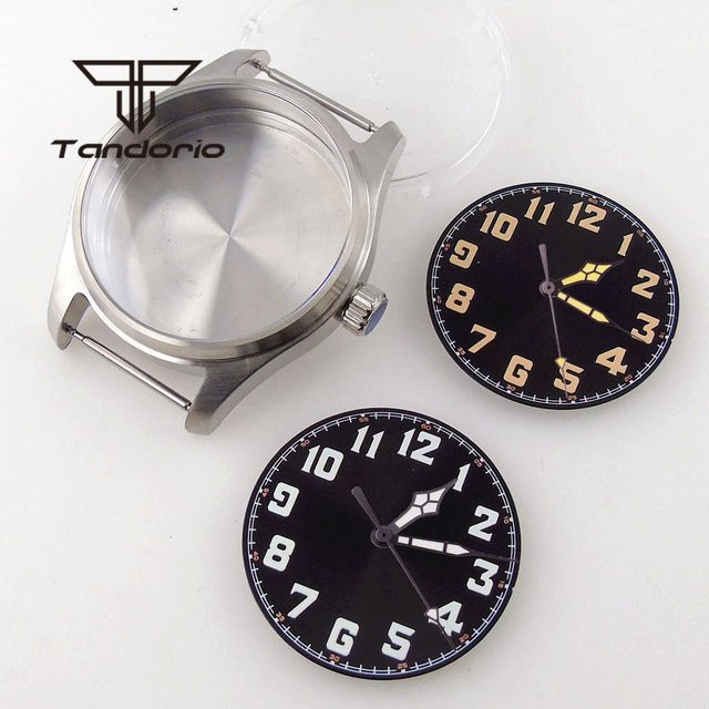 Tandorio Uhrengehäuse Edelstahl, Pilot-Taucheruhr, 39 mm, Schwarz, Unisex - Bild 1