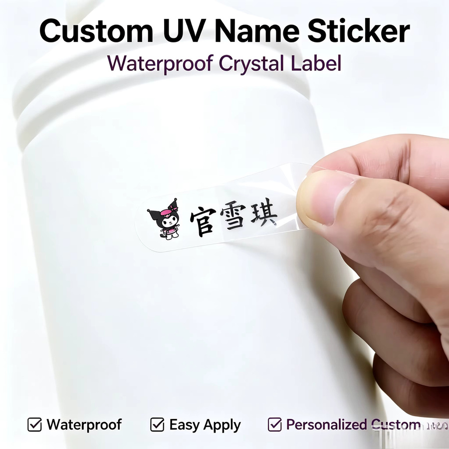 100 Stück selbstklebende UV-Drucketiketten aus transparentem Kunststoff für Flaschen, Beutel und Boxen mit individuellem Logo-Druck - Bild 3