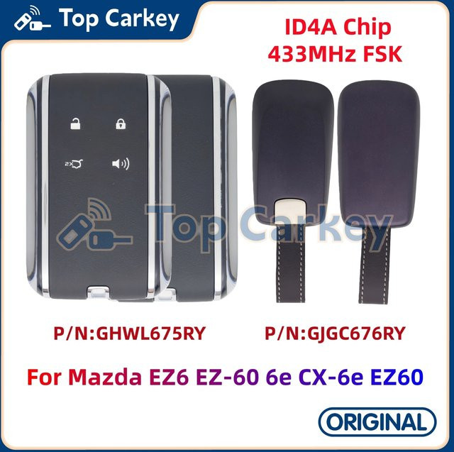 TopCarkey Original OEM GHWL675RY Smart Remote Key ID4A Chip 433 MHz NFC Schlüsselkarte für Mazda EZ6 EZ-60 6e CX-6e EZ60 in Schwarz - Bild 1